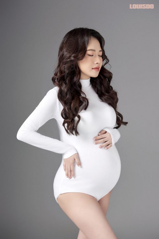 Mẹ Bầu Bodysuit Trắng