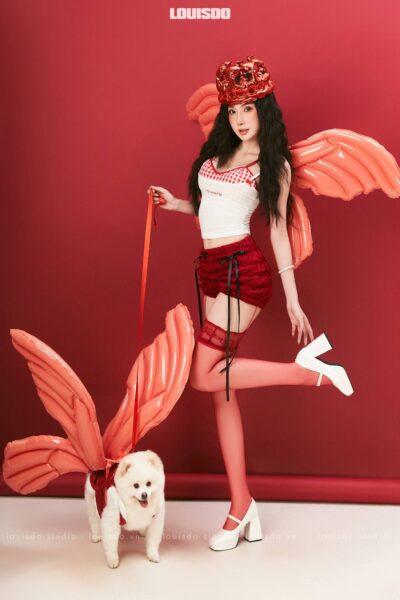 Red Angel & White Puppy